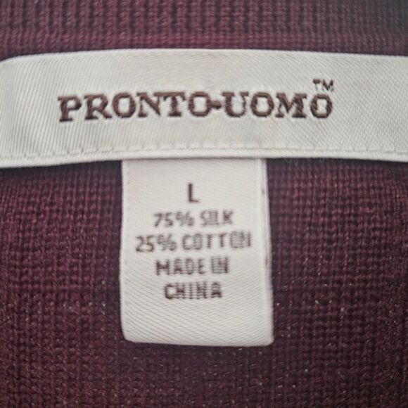 Pronto Uomo Burgundy Silk Cotton Sweater Sz L Classic Minimalist Lightweight - Picture 9 of 13